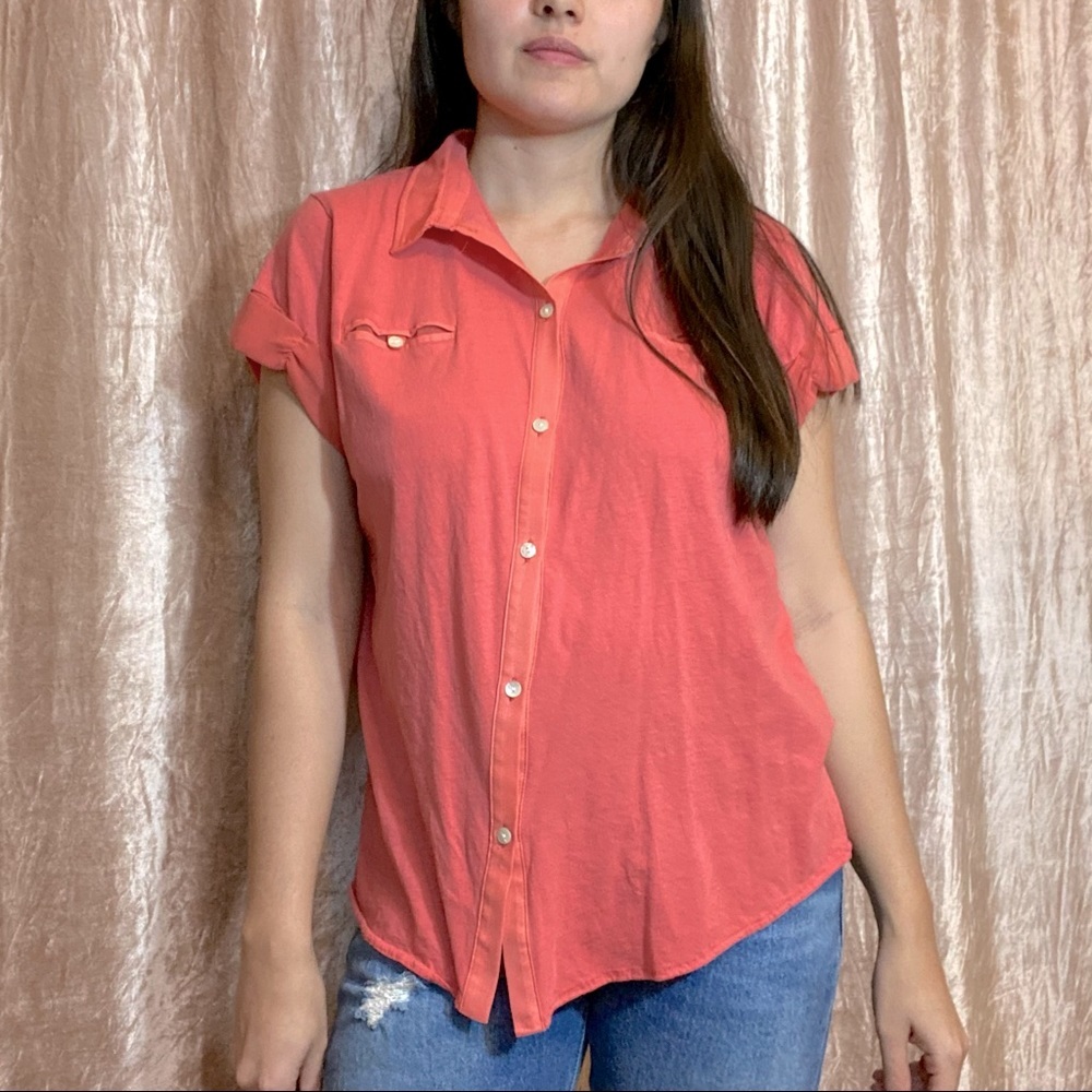 MNG by Mango Coral Button Down